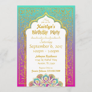 Invitación Bollywood Arabian Nights Birday Invitation Card
