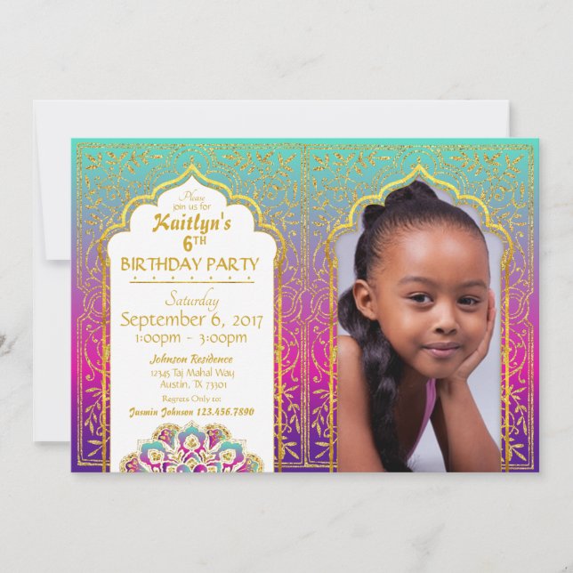 Invitación Bollywood Arabian Nights Birday Invitation Card (Anverso)