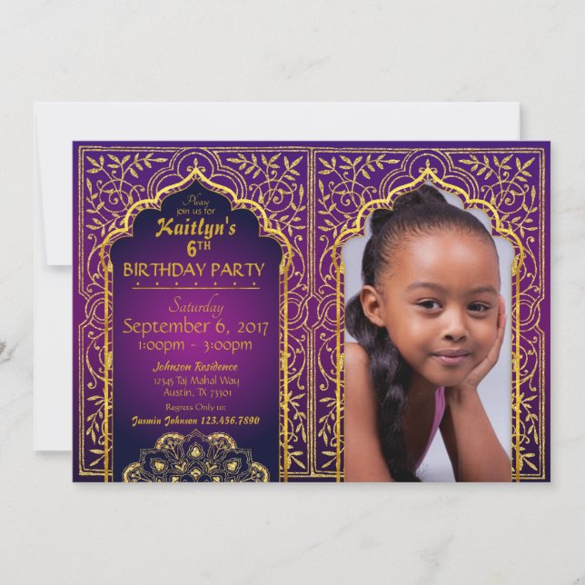 Invitación Bollywood Arabian Nights Birday Invitation Card (Anverso)