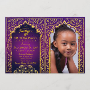 Invitación Bollywood Arabian Nights Birday Invitation Card
