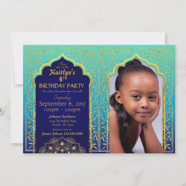 Invitación Bollywood Arabian Nights Birday Invitation Card (Anverso)