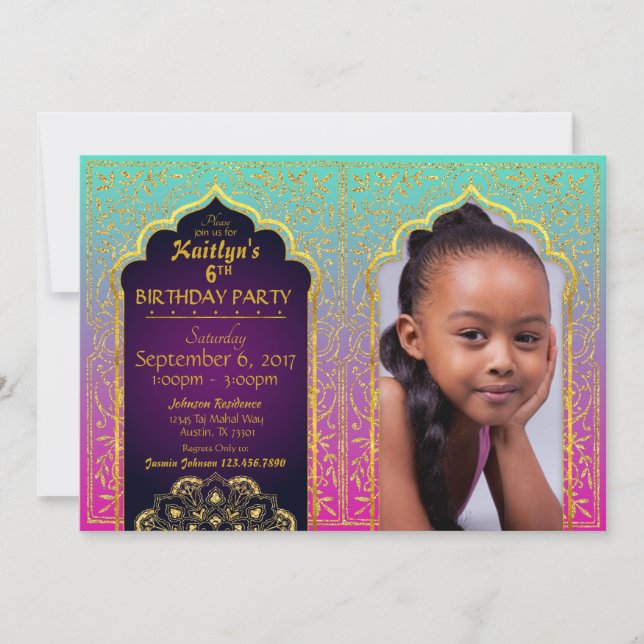 Invitación Bollywood Arabian Nights Birday Invitation Card (Anverso)