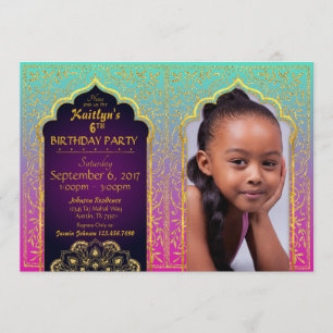 Invitación Bollywood Arabian Nights Birday Invitation Card