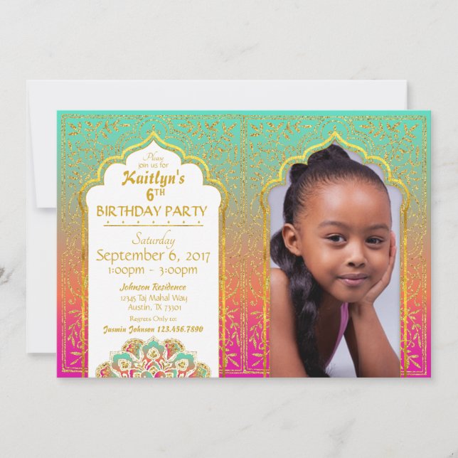 Invitación Bollywood Arabian Nights Birday Invitation Card (Anverso)