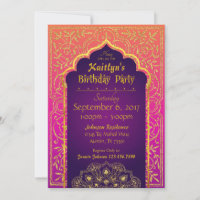 Bollywood Arabian Nights Birday Invitation Card