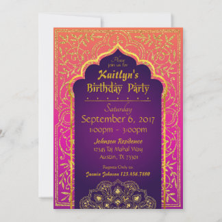Invitación Bollywood Arabian Nights Birday Invitation Card