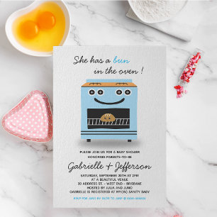Invitación Bolón Azul En El Baby Shower De Horno