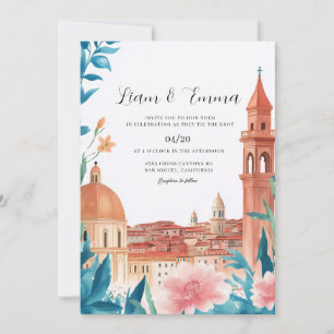 Invitación Boloña paisaje de la ciudad arcada Boda