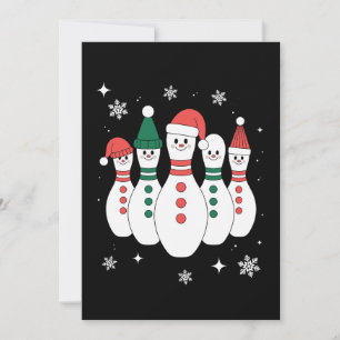 Invitación Bolos de Navidad Muñeco de Nieve Gorro de Santa Na