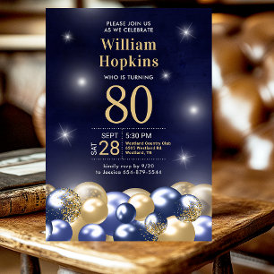 Invitación Bolos de oro azul de la Marina Fiesta de Cumpleaño