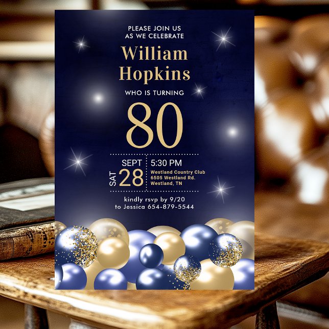 Invitación Bolos de oro azul de la Marina Fiesta de Cumpleaño (Subido por el creador)