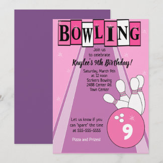 Invitación Bolos Fiestas Chicas rosados Cumpleaños