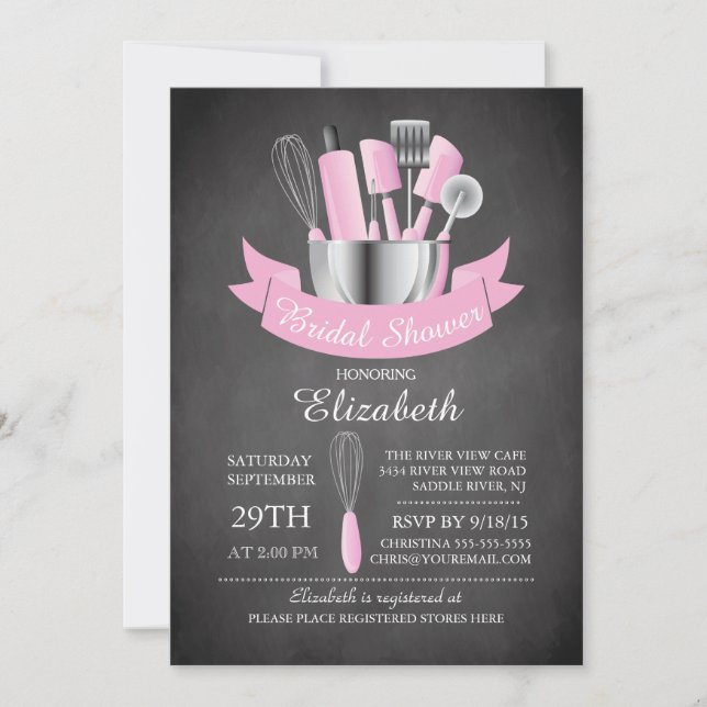 Invitación Bolsa de Chalkboard Moderna La Ducha Bridal De La  (Anverso)