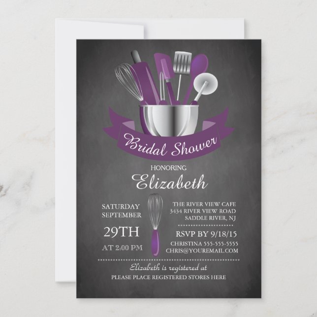 Invitación Bolsa de Chalkboard Moderna La Ducha Bridal De La  (Anverso)
