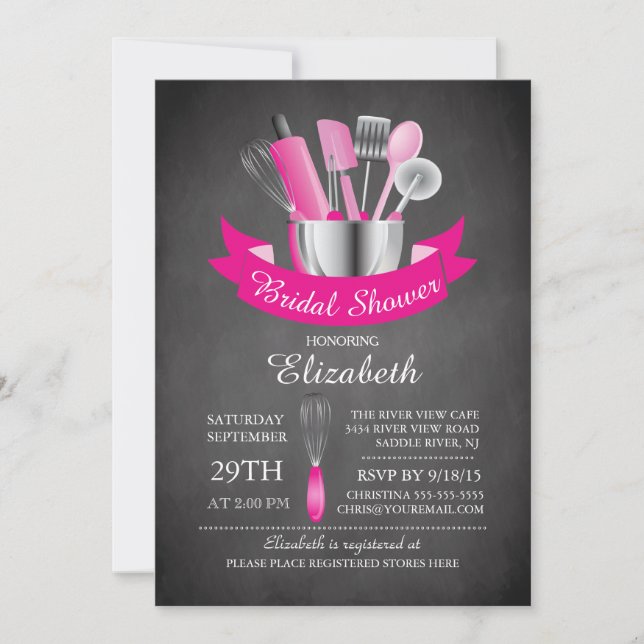 Invitación Bolsa de Chalkboard Moderna La Ducha Bridal De La  (Anverso)