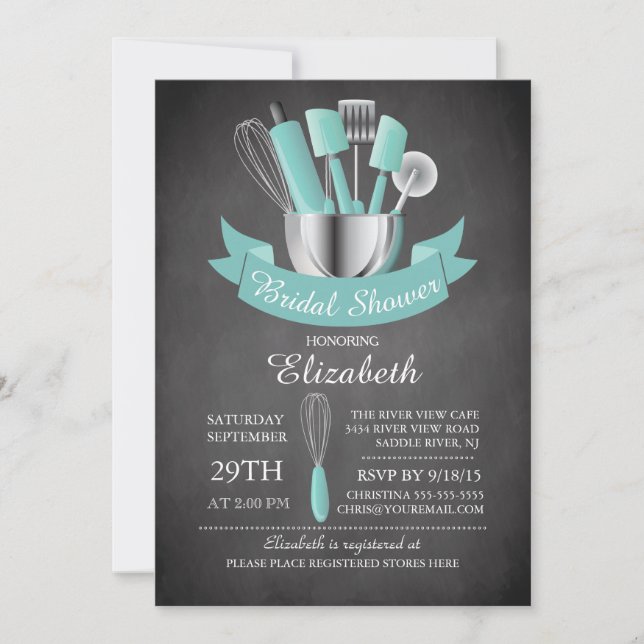 Invitación Bolsa de Chalkboard Moderna La Ducha Bridal De La  (Anverso)