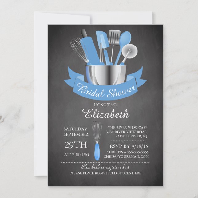 Invitación Bolsa de Chalkboard Moderna La Ducha Bridal De La  (Anverso)
