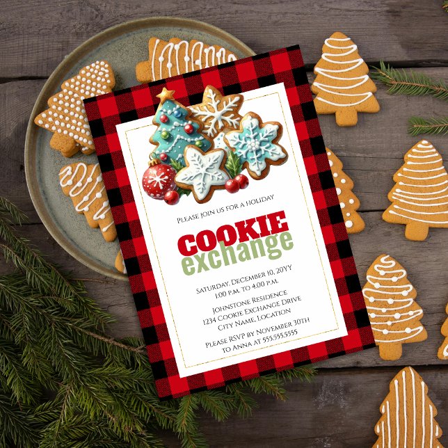 Invitación Bolsa de Cocina de Holiday para Navidades de últim (Christmas holiday cookie exchange invitation)