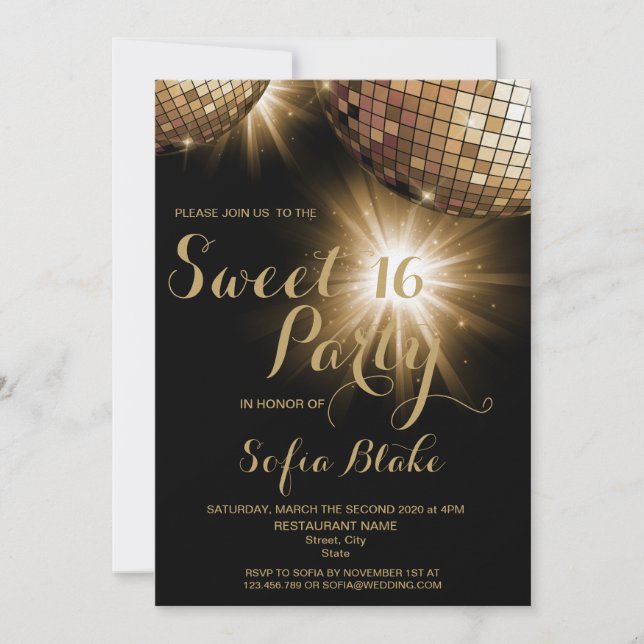Invitación Bolsa de disco de oro moderno de moda (Anverso)