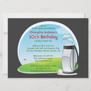 Invitación Bolsa de golf Golfer Golf y Clubs 30 cumpleaños
