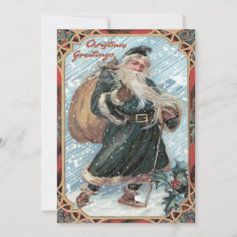 Invitación Bolsa de juguetes de Santa Claus acebo tormenta de