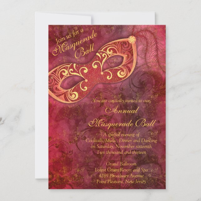 Invitación Bolsa de máscaras de oro de Borgoña (Anverso)