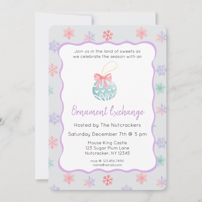 Invitación Bolsa de Ornamentos de Navidad para Pastel Nutcrac (Anverso)