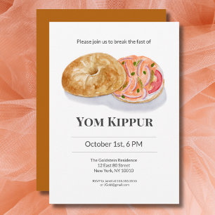 Invitación Bolsas de acuarela Salmón ahumado Yom Kippur