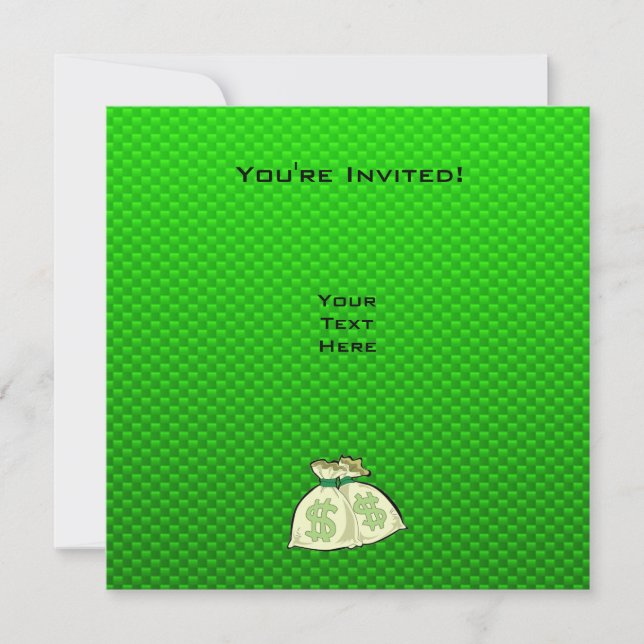 Invitación Bolsas de Dinero;Verde (Anverso)