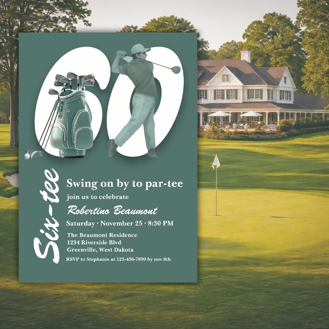 Invitación Bolsas de Golf Verde Clásico Cumpleaños 60 (Subido por el creador)