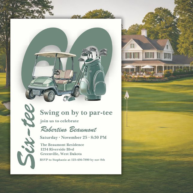 Invitación Bolsas de Golf Verdes Clásicas Cumpleaños 60 (Subido por el creador)