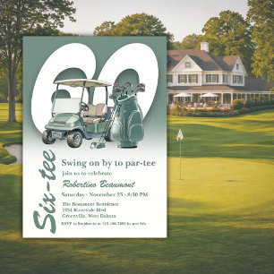 Invitación Bolsas de Golf Verdes Clásicos Cumpleaños 60