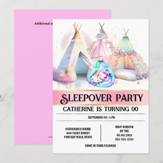 Invitación Bolso de dormir unicornio tepee giratorio blanco r