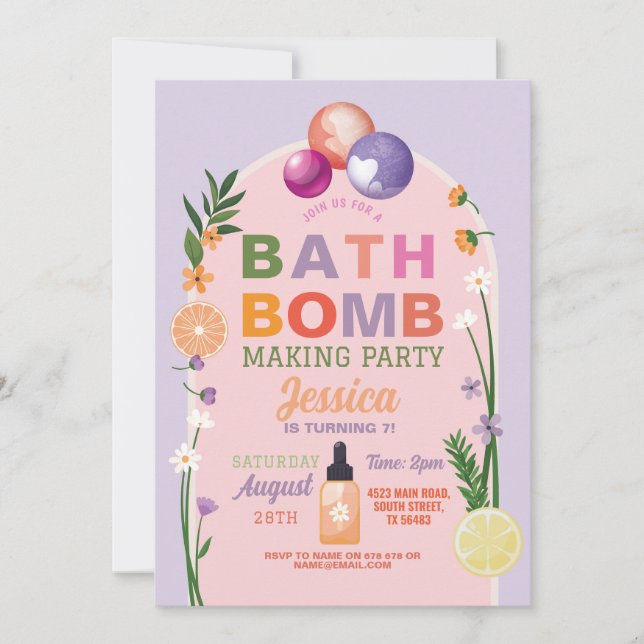 Invitación Bomba de baño que hace fragancias de arte en el cu (Anverso)