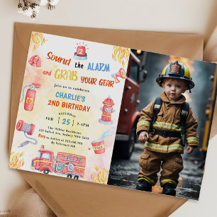 Invitación Bomba de Camión de Fuego Foto del Fiesta de cumple