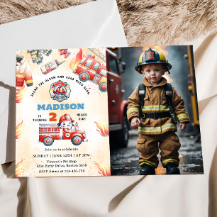 Invitación Bomba de Camión de Fuego Foto del Fiesta de cumple
