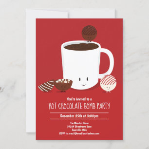 Invitación Bomba de chocolate caliente Fiesta de cacao calien