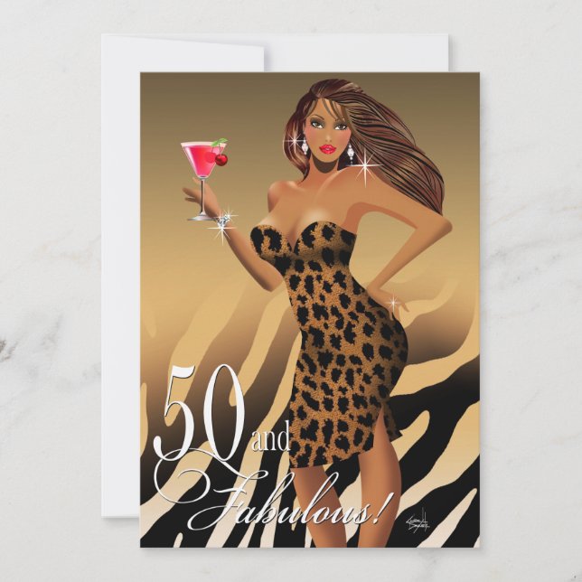 Invitación Bomba de leopardo de Glam 50 cumpleaños| tanque (Anverso)