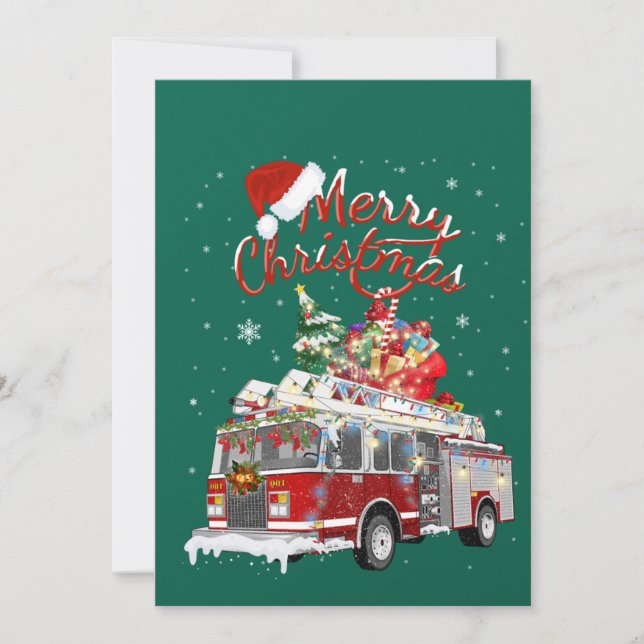 Invitación Bombardeo de Navidades de bomberos en Santa Sleigh (Anverso)