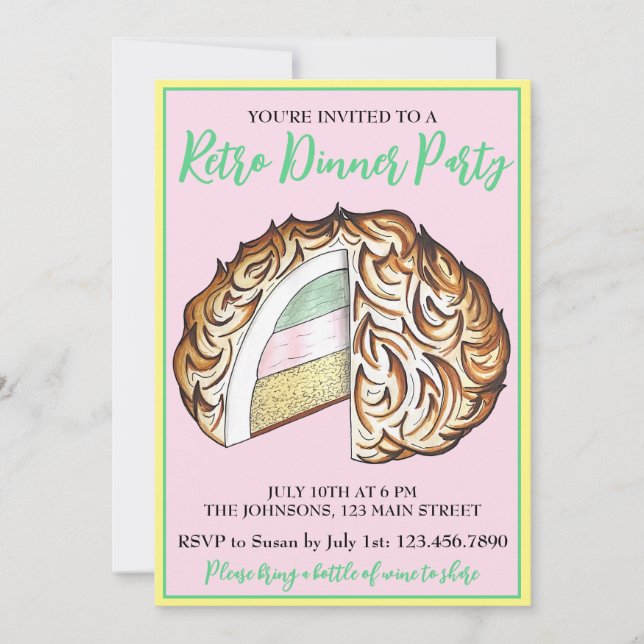 Invitación Bombe al horno Alaska Fiesta de postre (Anverso)