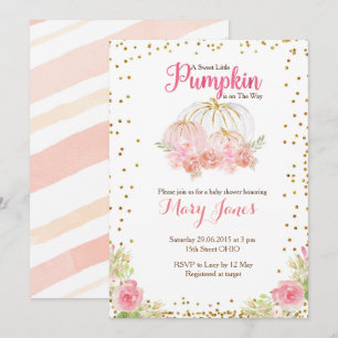 Invitación Bombeo rosa y dorado ducha de bebé acuarela