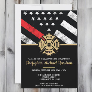 Invitación Bombero de bomberos graduado de la Academia de Bom
