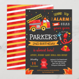 Invitación Bombero de bomberos invitando a la fiesta de cumpl