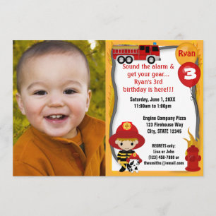 Invitación Bombero de camión Dalmatian Cumpleaños FFP01D