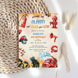 Invitación Bombero de camión Fiesta de cumpleaños