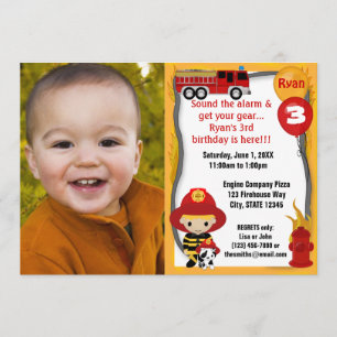 Invitación Bombero de camiones Dalmatian Cumpleaños FFP01C