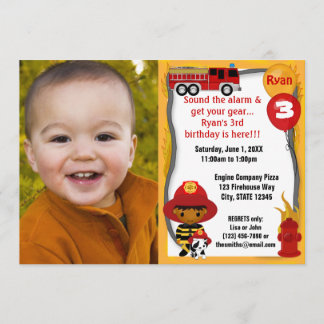 Invitación Bombero de camiones Dalmatian Cumpleaños FFP03B