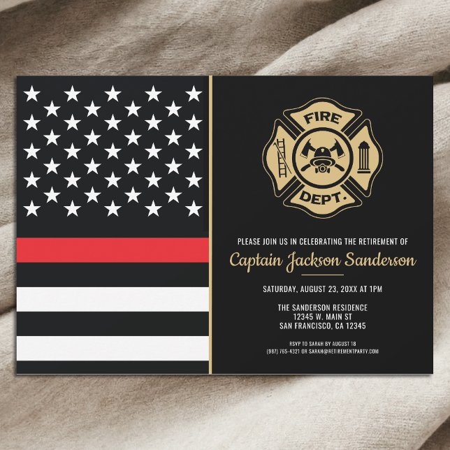 Invitación Bombero del Departamento de Bomberos de Retiro (Firefighter Retirement Fire Department Fireman Invitation)