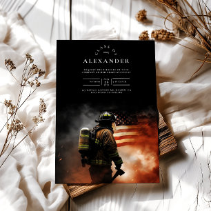 Invitación Bombero en graduación de la bandera norteamericana