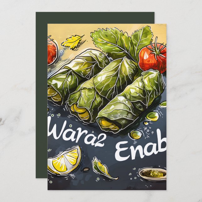 Invitación Bondad de hoja de uva: auténtico Wara2 Enab Dawali (Anverso / Reverso)